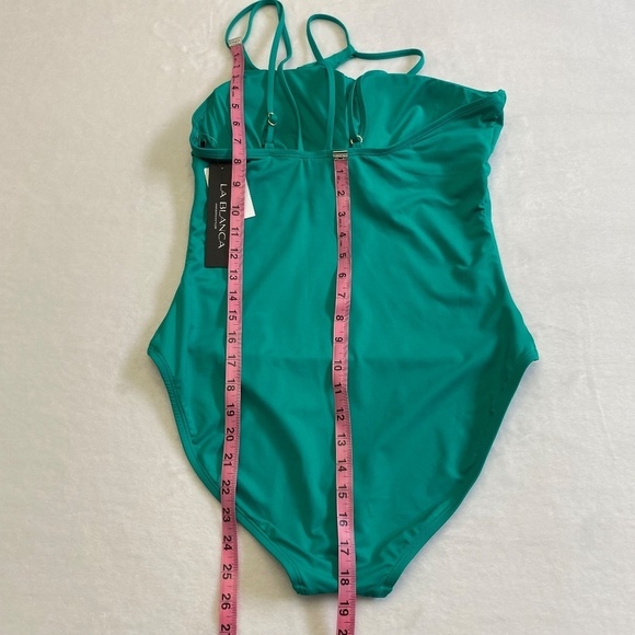 La Blanca Strappy One-Shoulder One-Piece Swimsuit, Emerald Green, Size 12 NWT - Picture 11 of 16